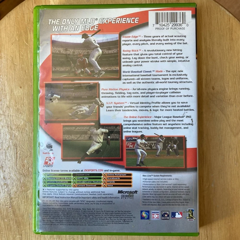 Xbox Live Major League Baseball 2K6 Online Enabled